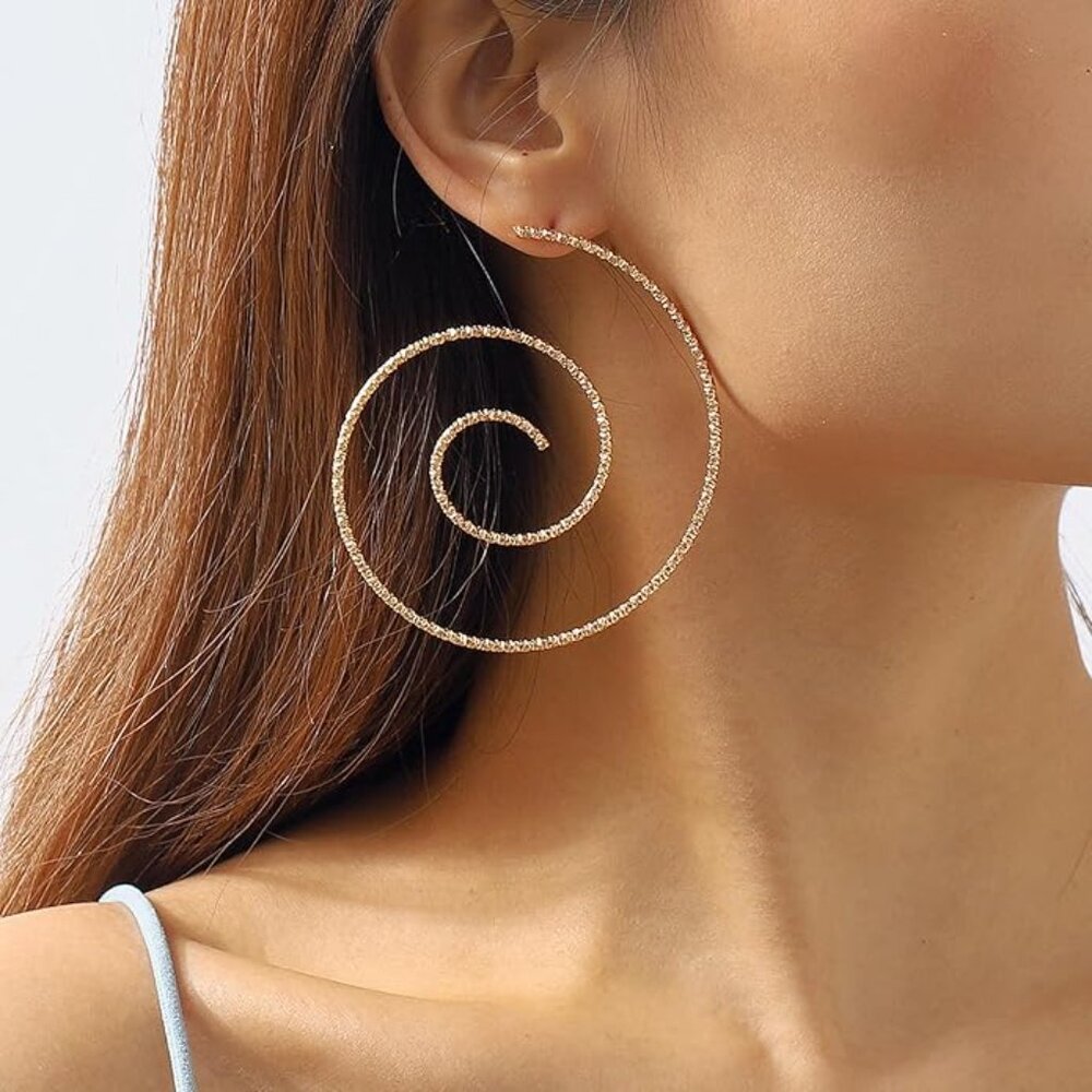Gold Oversized Espiral Earrings